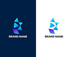 letter p with play modern logo design template vector