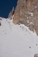 touring ski tracks in snow photo