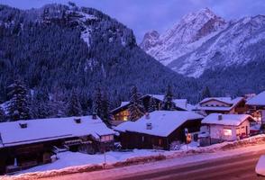 mountain village in alps  at night photo