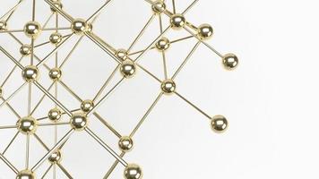 The Abstract design connection design gold  sphere network structure 3d rendering. photo
