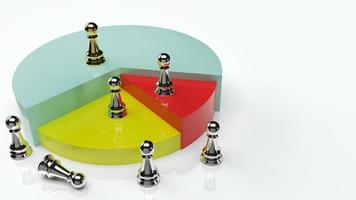 gráfico circular y ajedrez para la representación 3d de contenido empresarial foto