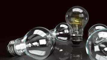 light bulb in the dark for idea or business content 3d rendering. photo