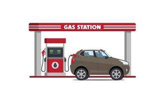 cartoon suv car on gas station vector illustration