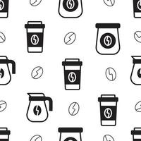 hand drawn coffee, bean, cup, seamless pattern  perfect for background, website, fabric, print and textile vector