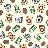 seamless pattern of coffee, cup coffee, bean perfect for background, website, fabric, print and textile vector