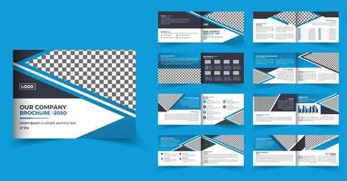 Diseño de folleto de perfil de empresa horizontal de 16 páginas o diseño de plantilla de folleto de varias páginas vector