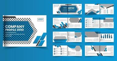 16 pages landscape company profile brochure design or multipage brochure template design vector