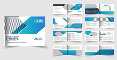 Diseño de folleto de perfil de empresa horizontal de 16 páginas o diseño de plantilla de folleto de varias páginas vector
