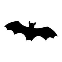 Bat silhouette isolated. Vector black illustration on white background. Flying bat with opened wings