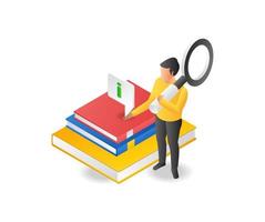 buscando información en la lectura de libros vector