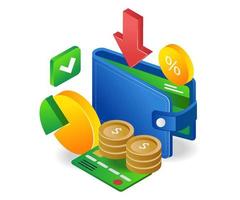 Saving earning money in wallet vector