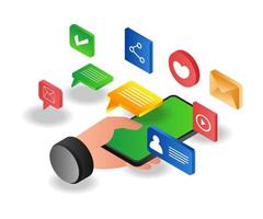marketing en redes sociales estrategia comercial de teléfonos inteligentes vector