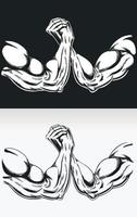 silueta arm wrestling muscular mano luchador vector