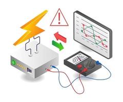 Measuring power adapter voltage analyzer with avo meter vector