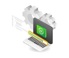 Computer application web maintenance upgrade process vector