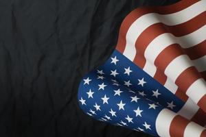 The Veterans Day  concept united states of America flag on black background. photo