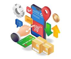 Shop for goods with e commerce store vector