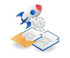 Rocket launch over e-mail vector