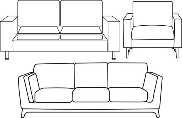 vector illustration sofa doodle seamless pattern.
