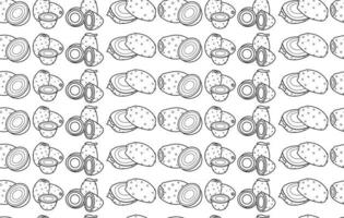 vector de doodle de patrones sin fisuras de fruta de pera espinosa para web e impresión
