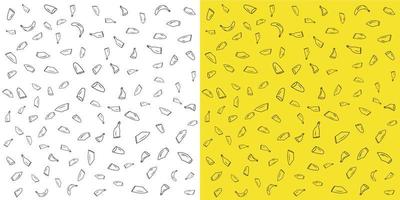 Bananna pattern in many shapes isolated in yellow and white background. vector illustration