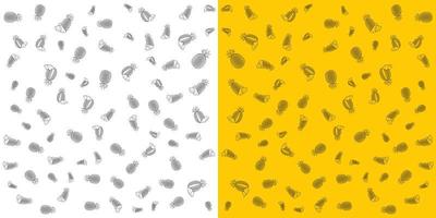 vector illustration of pineapple doodle pattern on two background for web and print