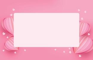 vector de banner de tarjeta de felicitación del día de la madre con corazones voladores 3d corte de papel rosa y papel bancario. símbolo de amor y letras escritas a mano sobre fondo rosa.