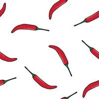 Chili peppers, Vegetable seamless pattern. Vector illustration food flat design.