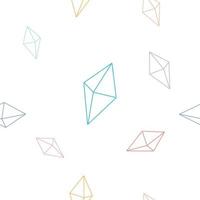 Multicolored crystals gems pattern seamless in line art hand drawn style for web. Flat vector illustration. used for fabric, textile, wallpaper, wrapping paper and web design.