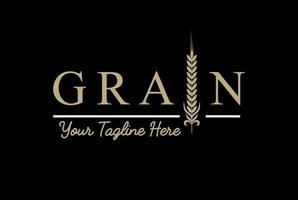 Simple Golden Grain Text Word Type Font Typography for Bakery or Beer Brewery Logo Design vector