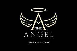 Golden Initial Letter A with Wings for Angel Logo Design Vector