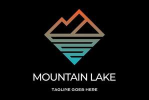 diseño de logotipo de monograma de arroyo de río de lago de montaña geométrico minimalista simple vector