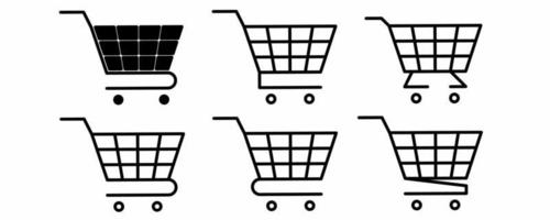 Shopping cart vector icon set isolated on white background