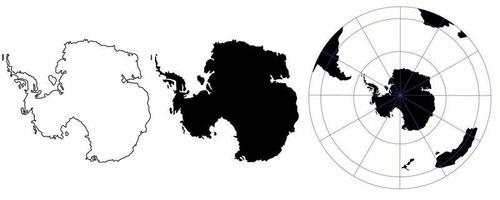 conjunto de mapas de la Antártida aislado sobre fondo blanco vector