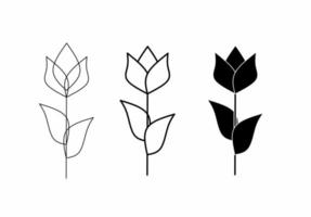 tulip icon set isolated on white background vector