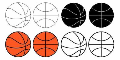 conjunto de iconos de baloncesto aislado sobre fondo blanco vector