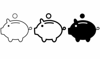 Piggy Bank icon set isolated on white background vector