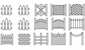 fence icon set isolated on white background vector