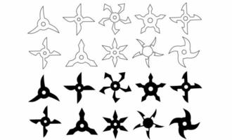 ninja stars icon set isolated on white background vector