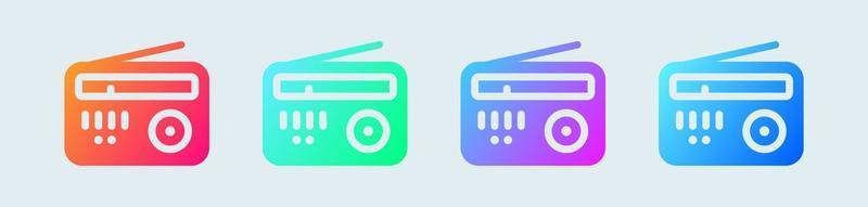 Radio solid icon in gradient colors. Retro broadcast signs vector illustration.