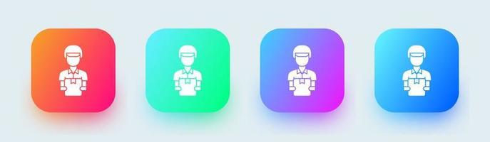 Courier solid icon in square gradient colors. Delivery man signs vector illustration.