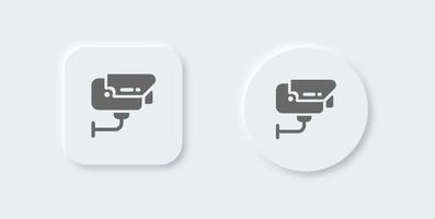 Cctv solid icon in neomorphic design style. Security camera signs vector illustration.