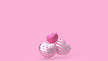 The three heart on pink background  for valentines day holiday content 3d rendering photo