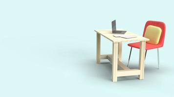 table work station  3d rendering for work from home content. photo