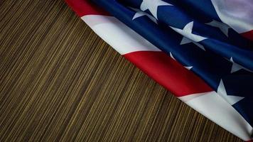 bandera americana en el contenido del día de la independencia de madera. foto