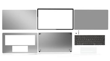 laptop parts on white background  3d rendering. photo