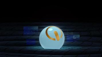 gold start logo glass ball on black cables 3d rendering image for digital content. photo