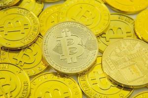 Bitcoin crypto currency electronic money image closeup. photo