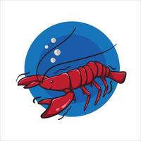 Big red lobster drawing illustration vector