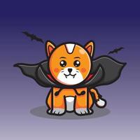 cute vampire cat on halloween vector